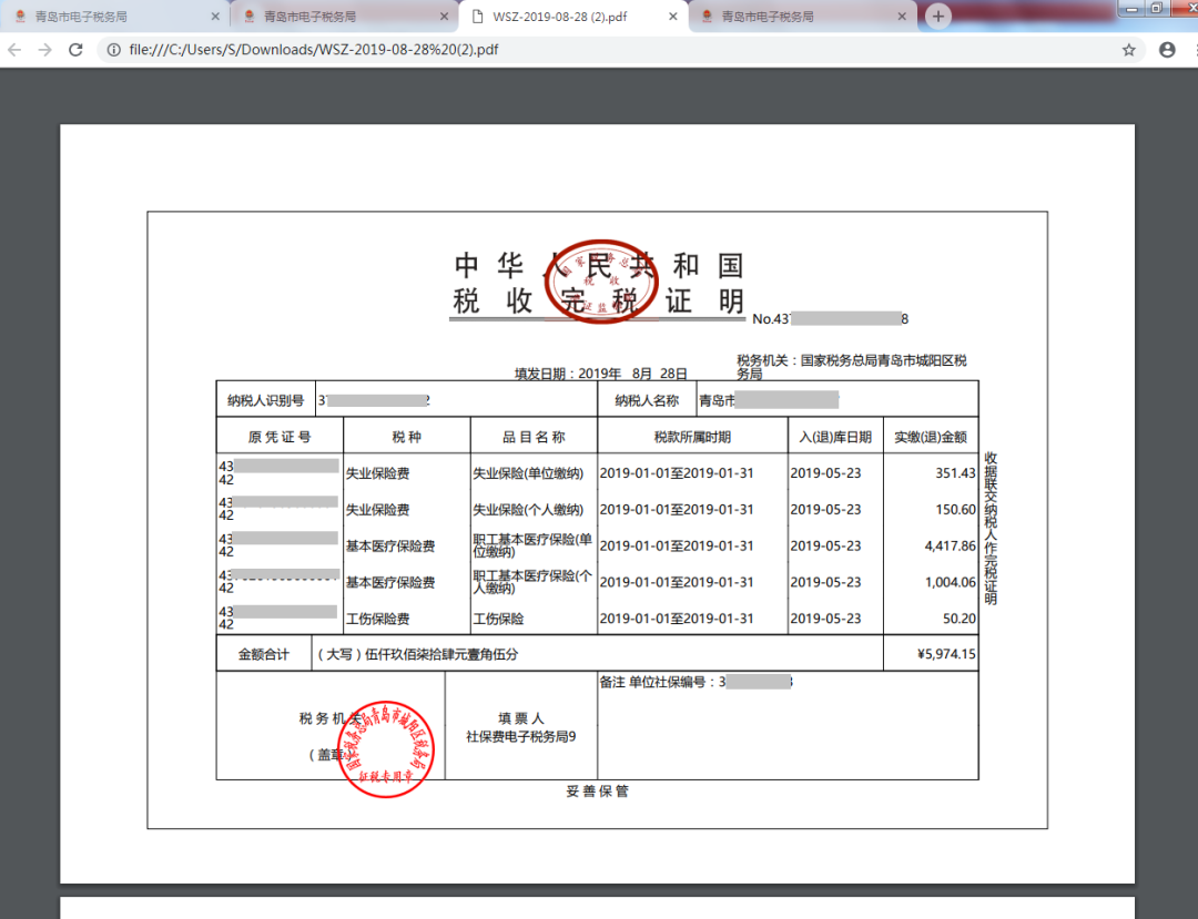 社保参保缴费凭证图片图片